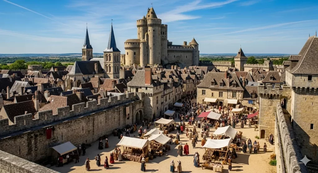 12世紀のフランス・ポワチエの中世の城と要塞都市。獅子心王リチャード1世が領地とした地域。